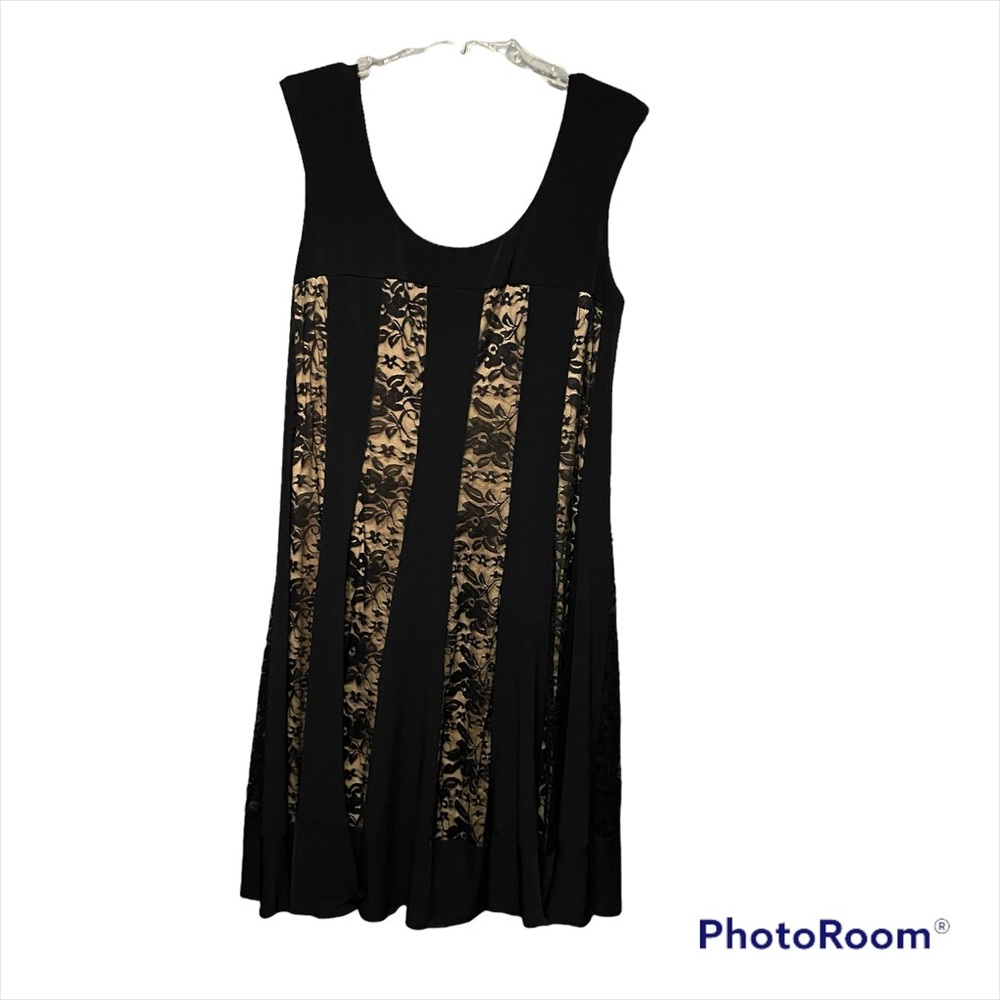 Dress Barn Black Lace Overlay Dress Sleeveless, Size 12